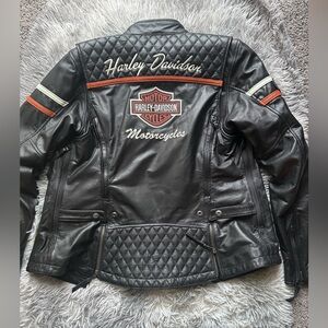 Women’s Large Harley-Davidson Black Quilted Leather Bomber Jacket